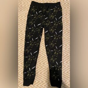 Kids Black Pikachu Outline pajamas with Lightning Bolt Print